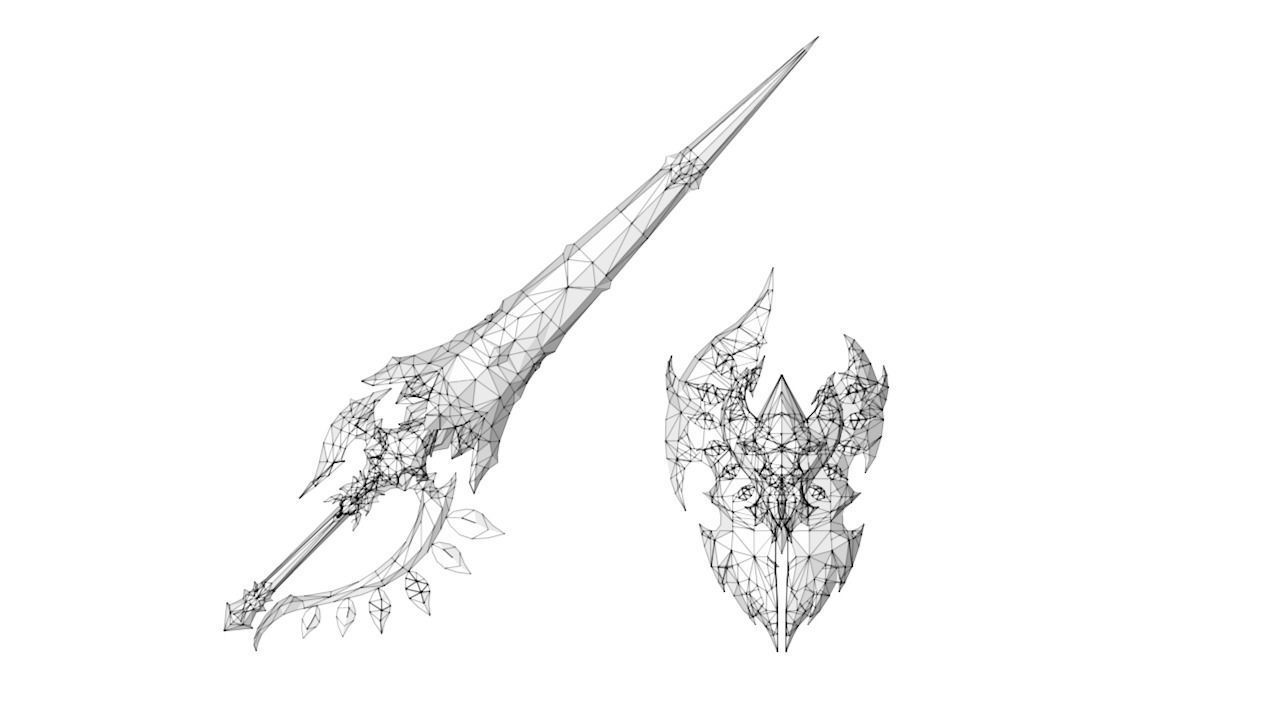 Royal Guard Spear and Shield Low-poly 3D model_3