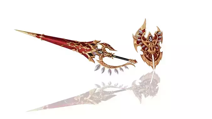 Royal Guard Spear and Shield Low-poly 3D model