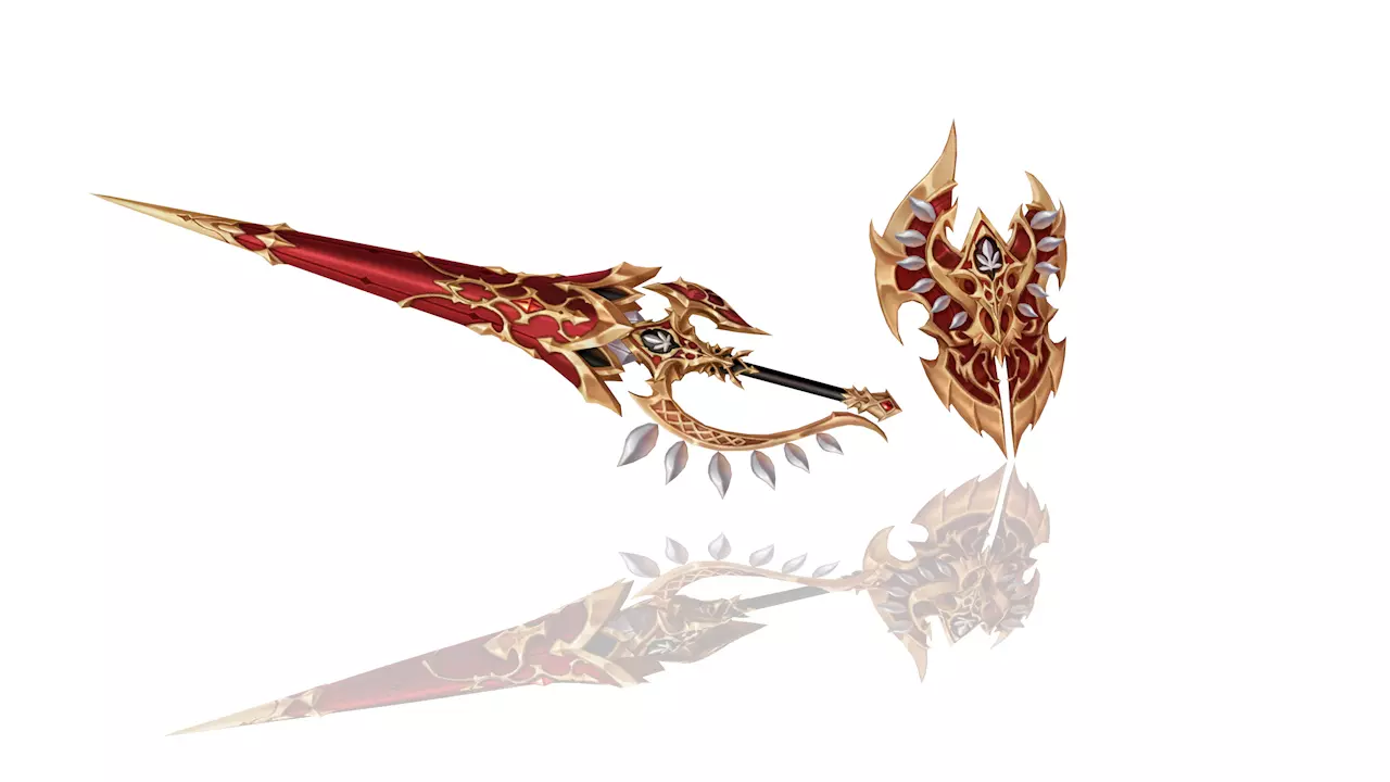 Royal Guard Spear and Shield Low-poly 3D model_0