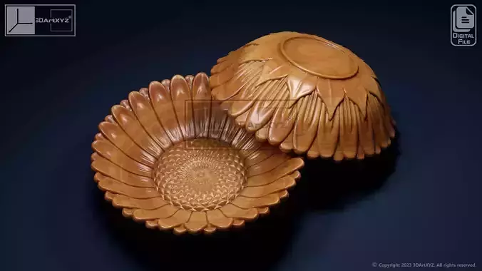 Sunflower Bowl - CNC Files for Wood  3D model