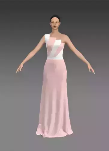 Dress Cotton twill fabric powder pink and white 