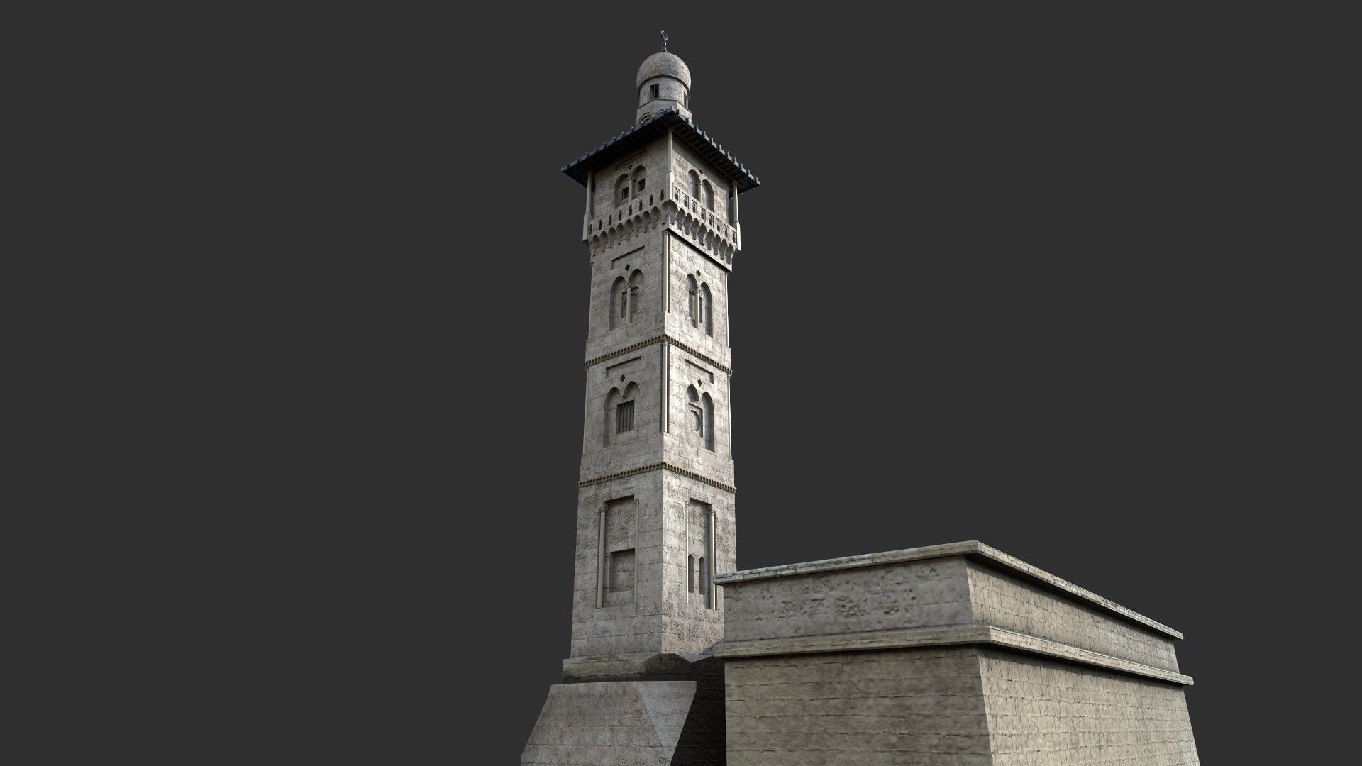 Minaret Ghawanma Low-poly 3D model_8