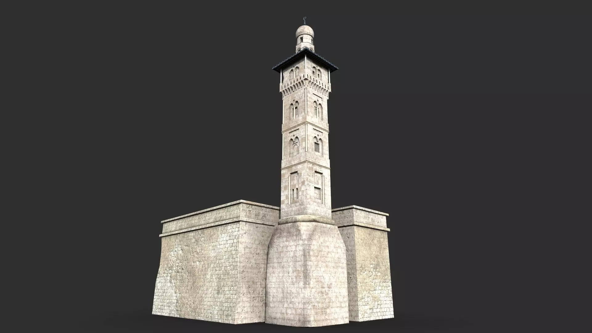 Minaret Ghawanma Low-poly 3D model_0