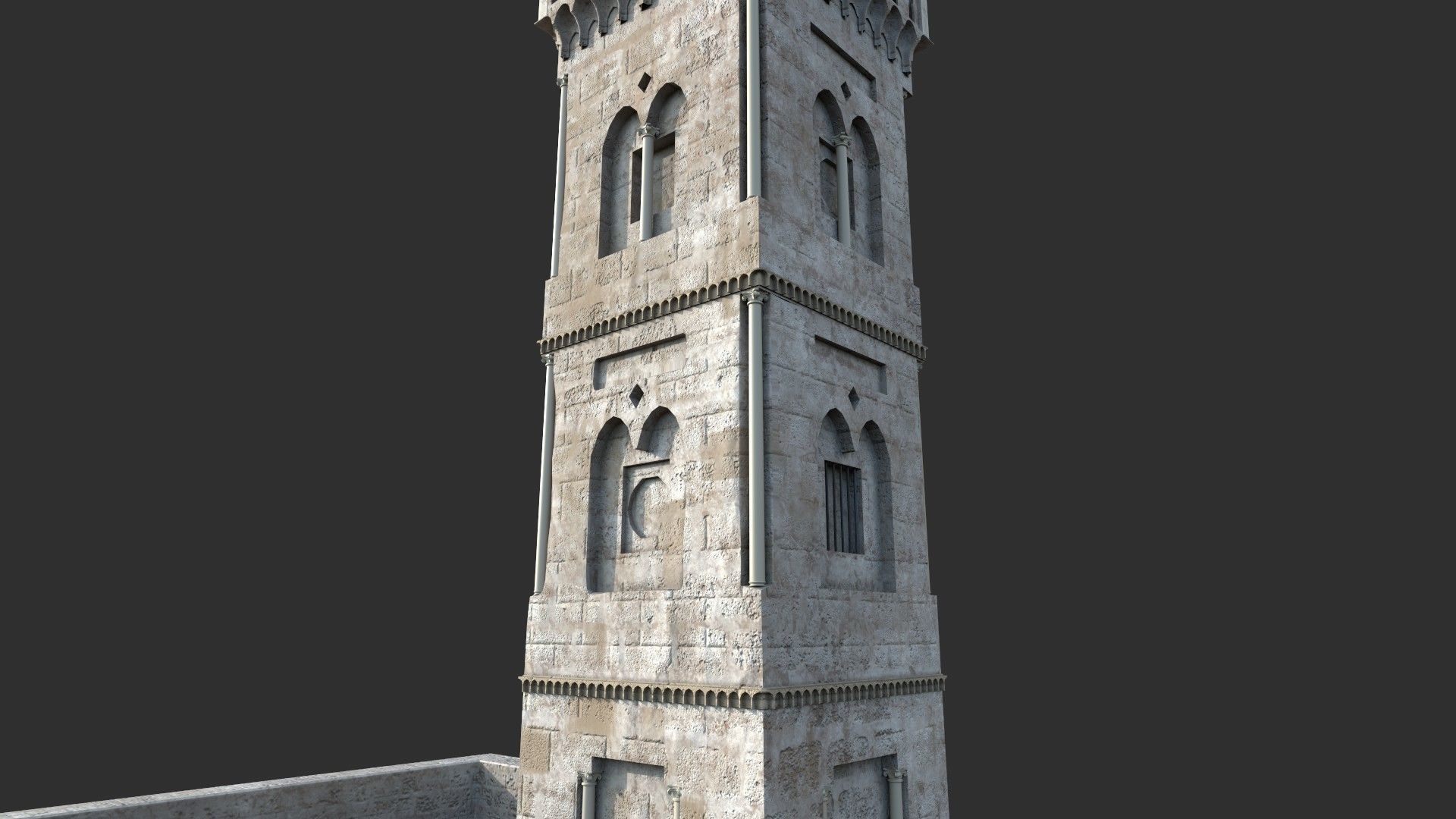 Minaret Ghawanma Low-poly 3D model_4
