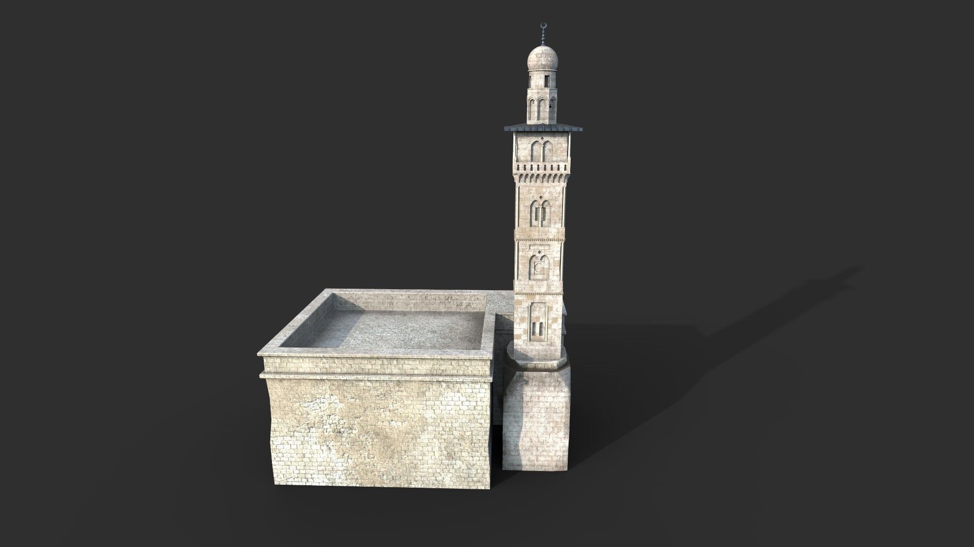 Minaret Ghawanma Low-poly 3D model_3