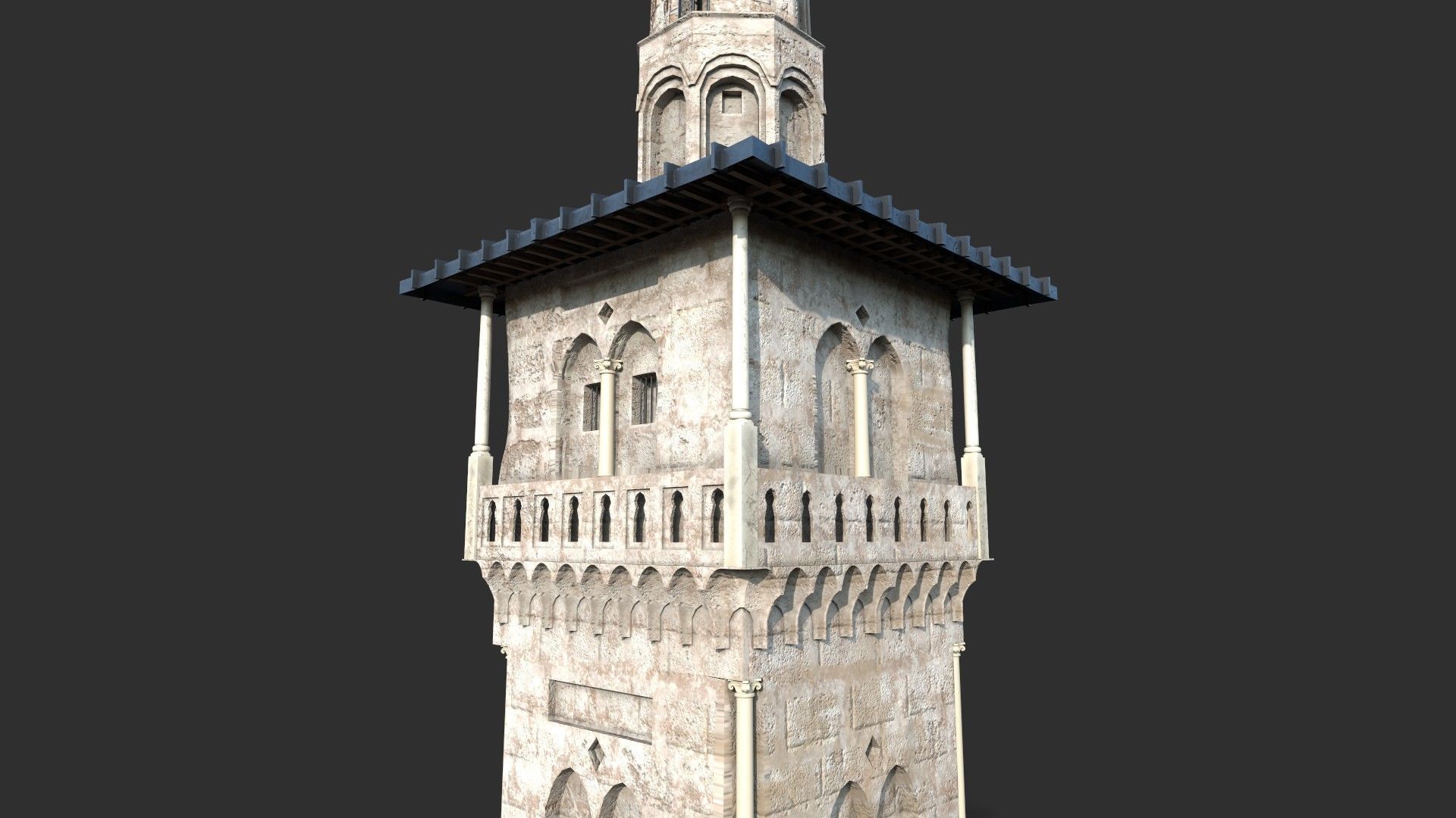 Minaret Ghawanma Low-poly 3D model_5
