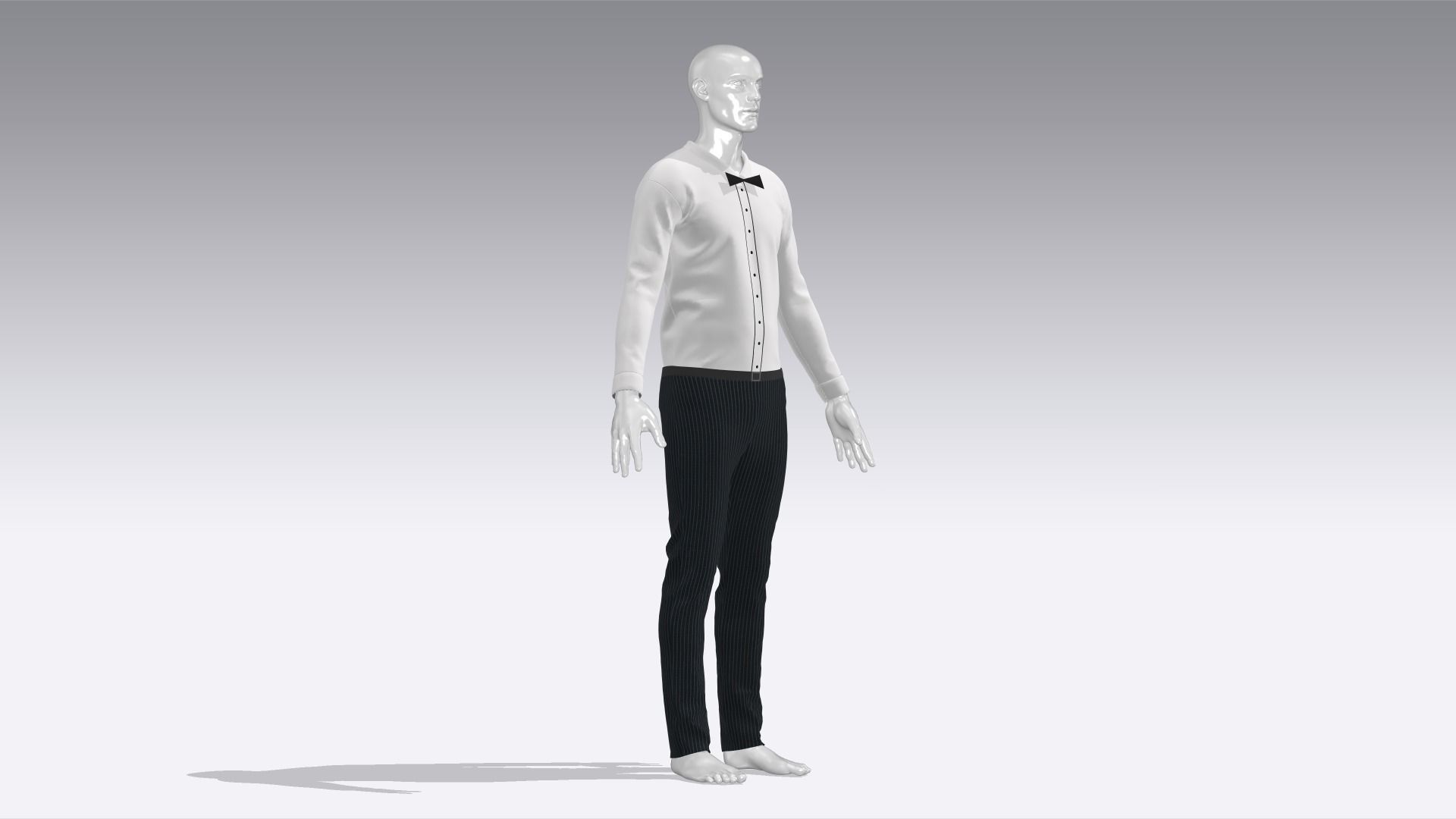 Waiter Uniform Low-poly 3D model_2