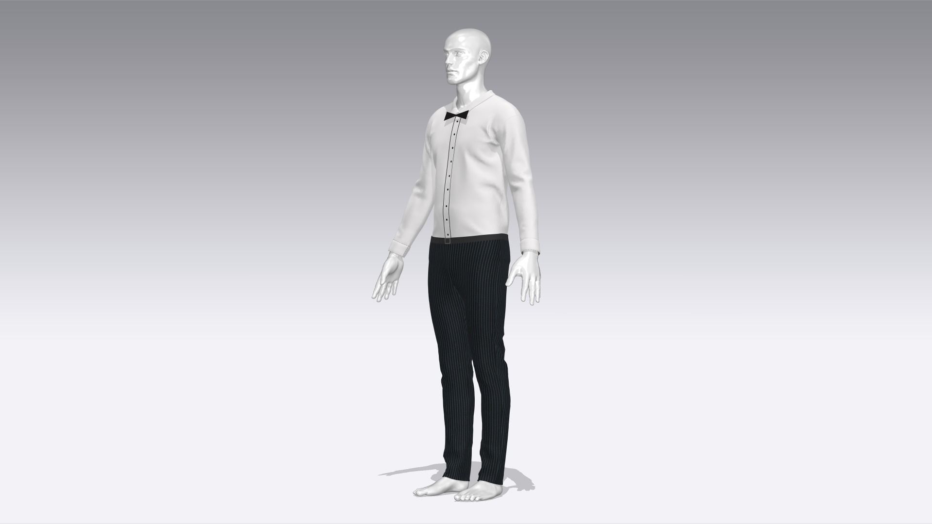 Waiter Uniform Low-poly 3D model_1