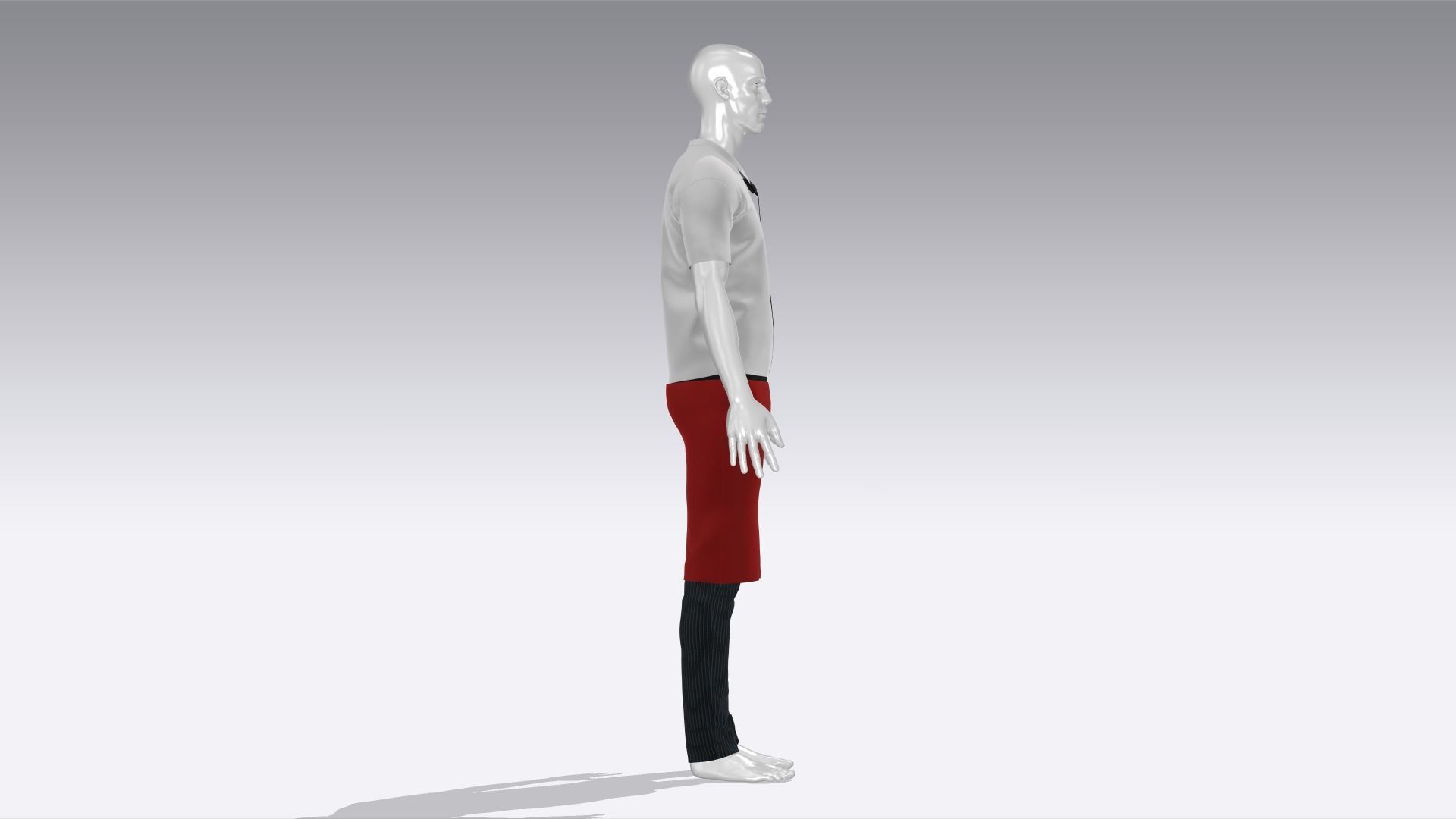 Waiter Uniform Low-poly 3D model_3