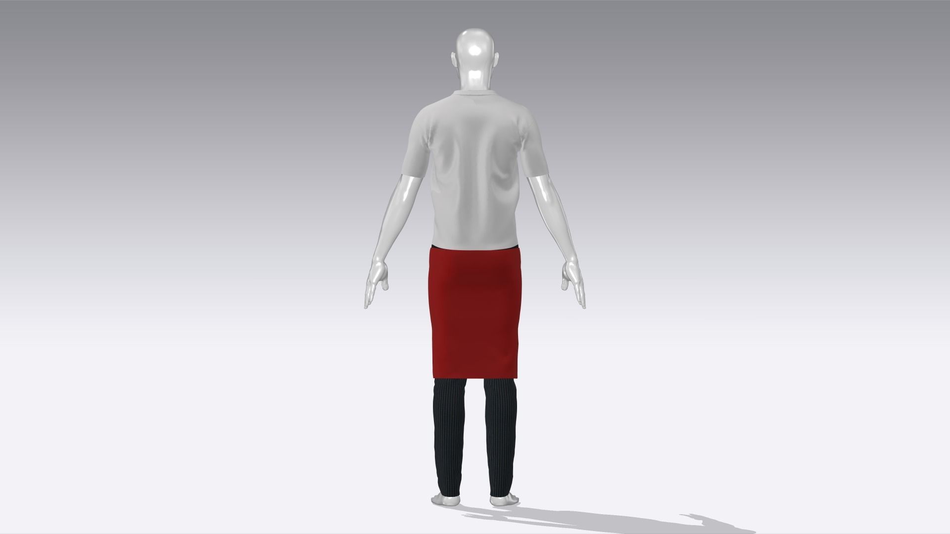 Waiter Uniform Low-poly 3D model_5