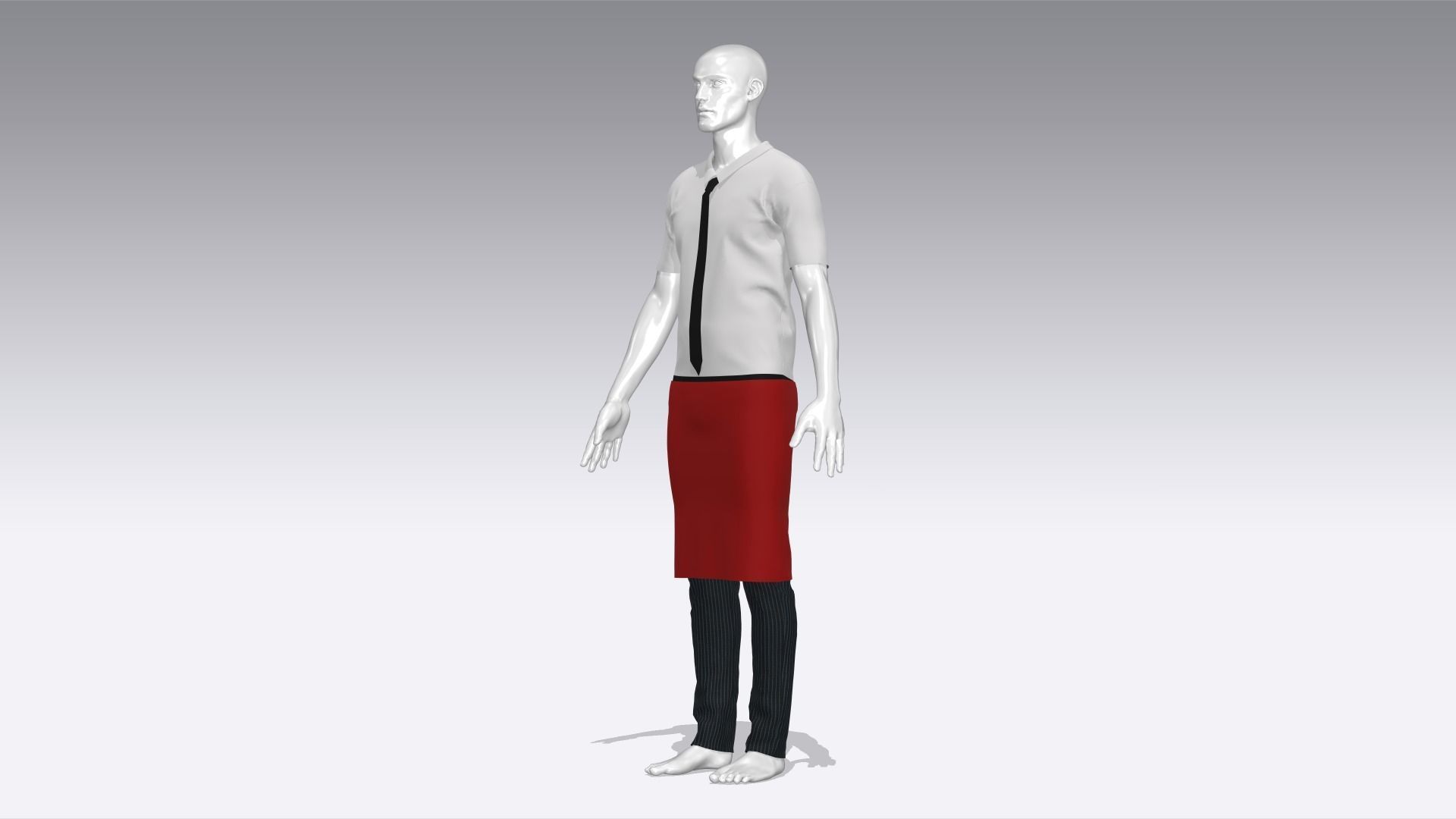 Waiter Uniform Low-poly 3D model_1