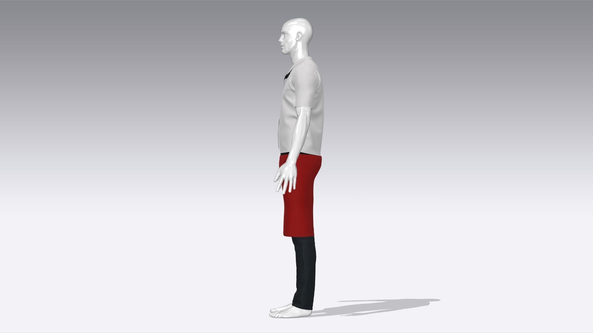 Waiter Uniform Low-poly 3D model_4