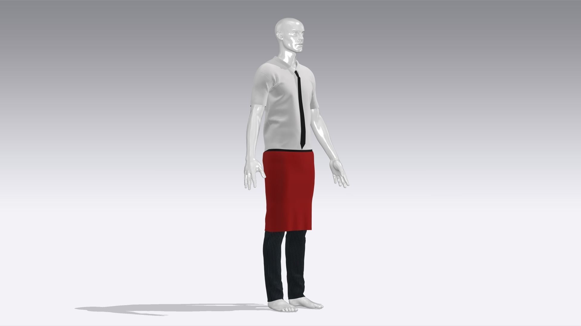 Waiter Uniform Low-poly 3D model_6