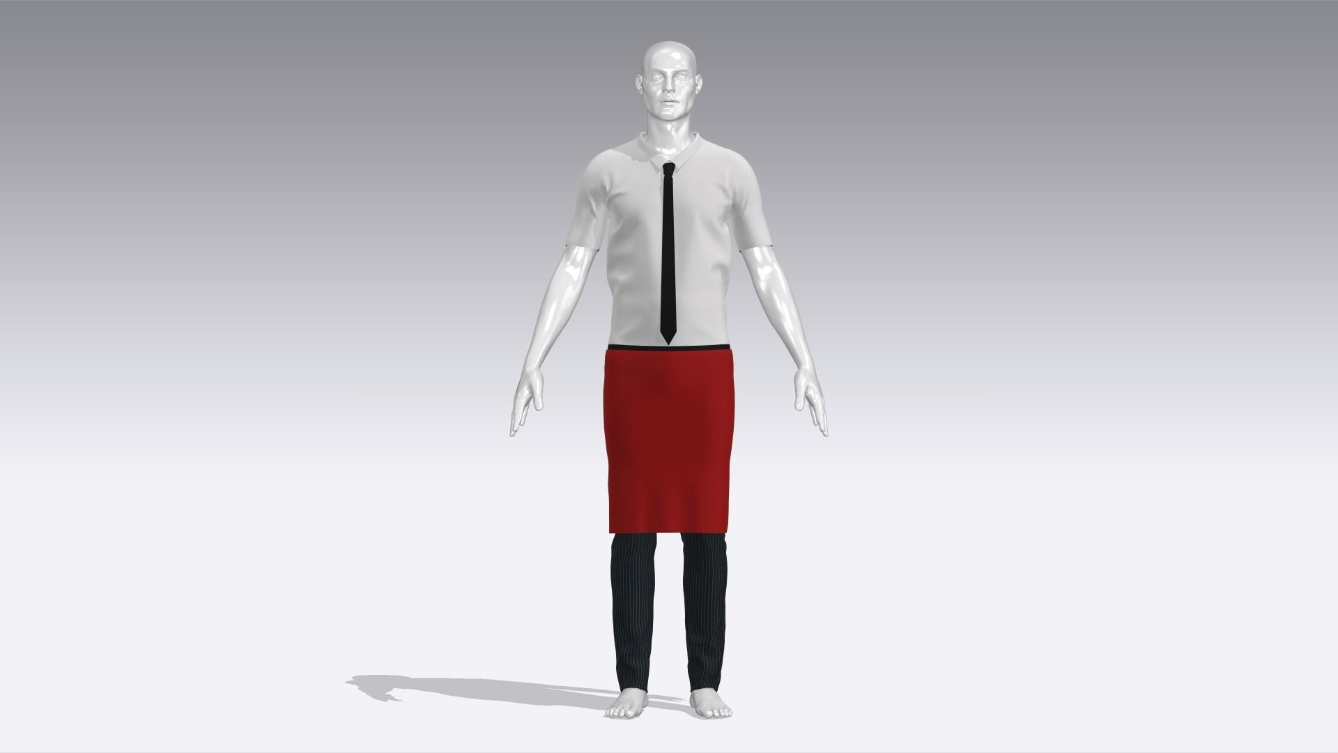 Waiter Uniform Low-poly 3D model_2