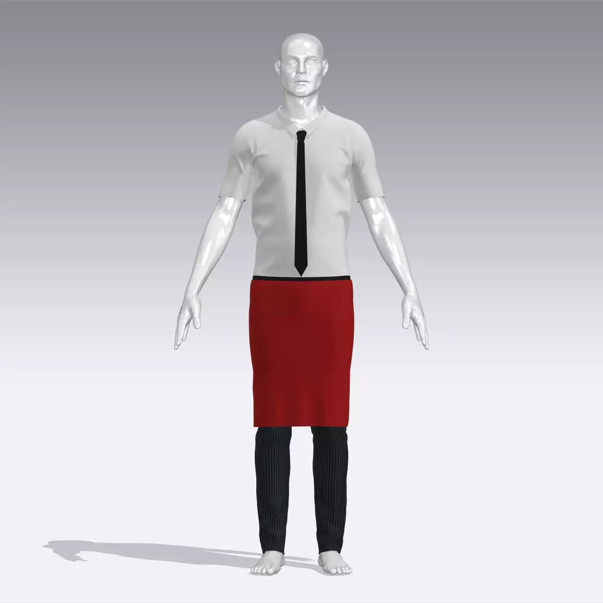 Waiter Uniform Low-poly 3D model_0