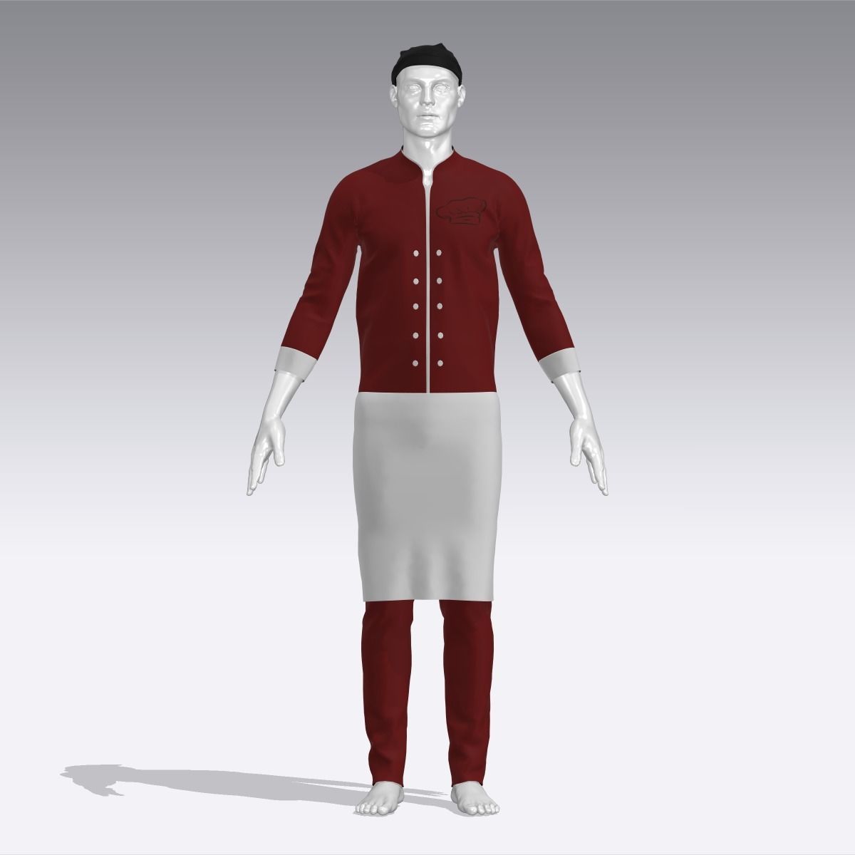 Chef Uniform Low-poly 3D model_4