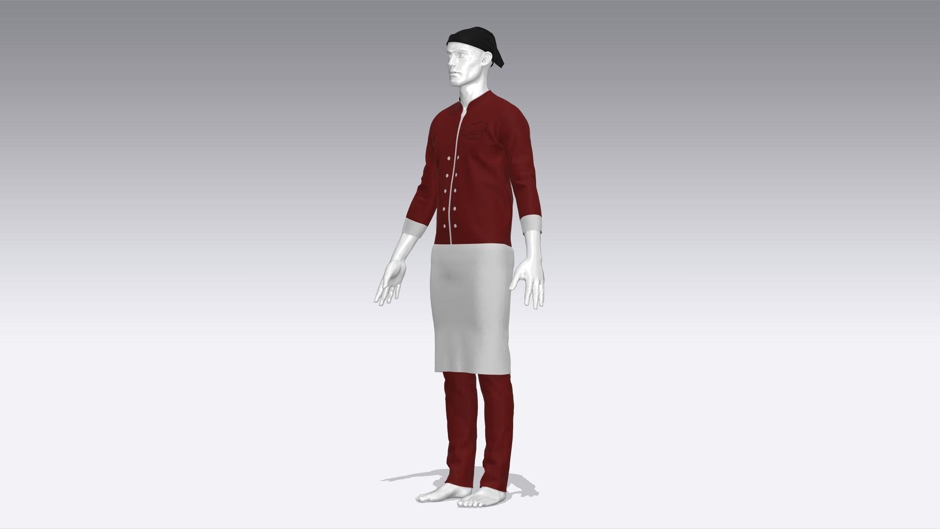 Chef Uniform Low-poly 3D model_1