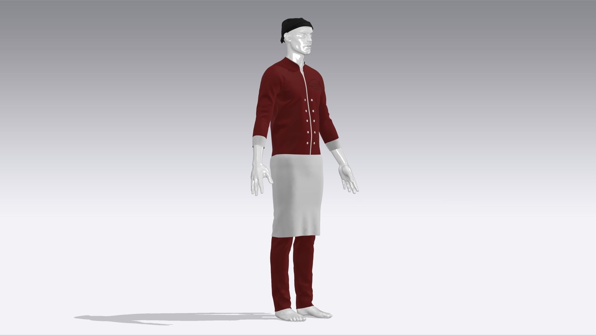 Chef Uniform Low-poly 3D model_3