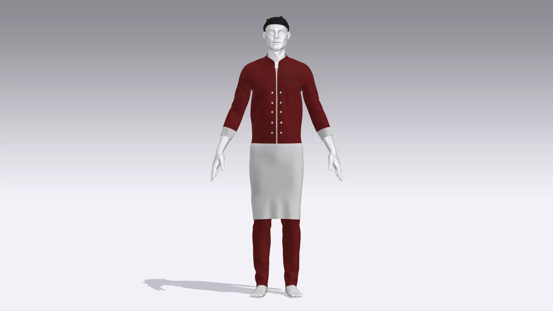Chef Uniform Low-poly 3D model_0