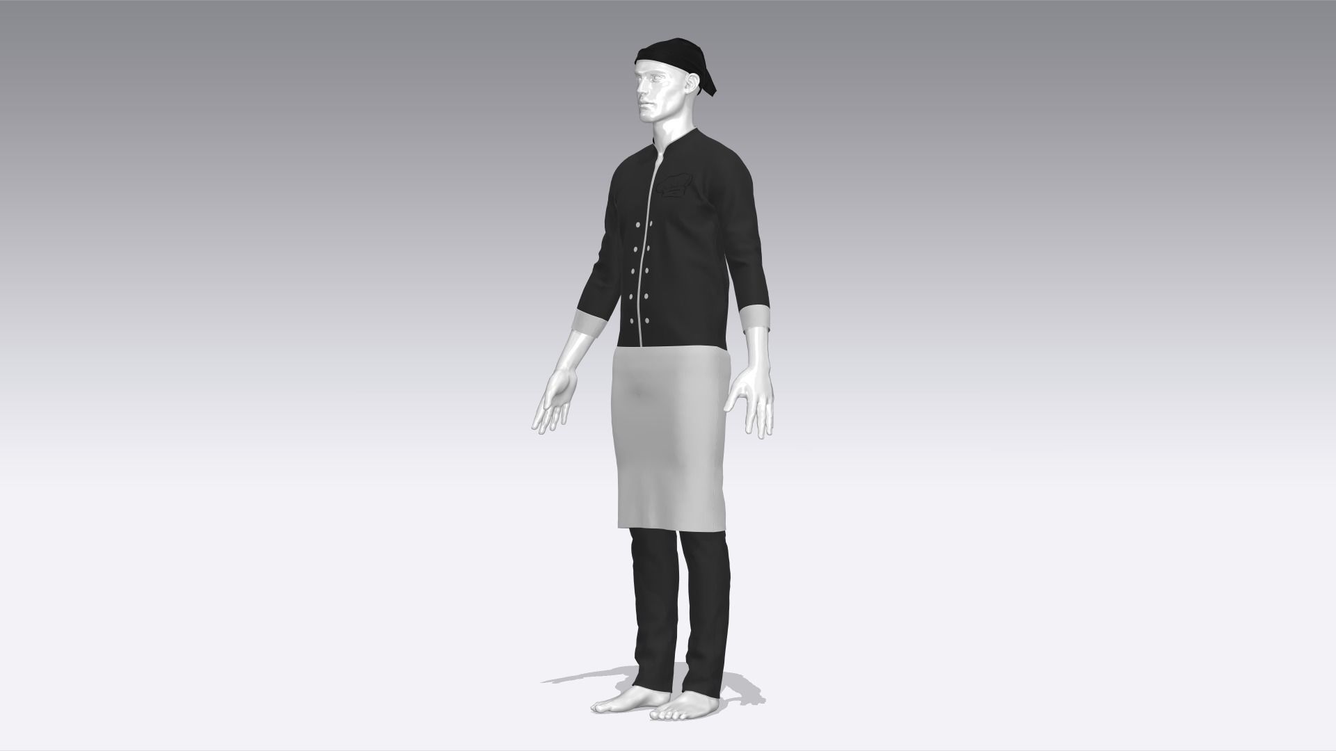 Chef Uniform Low-poly 3D model_2