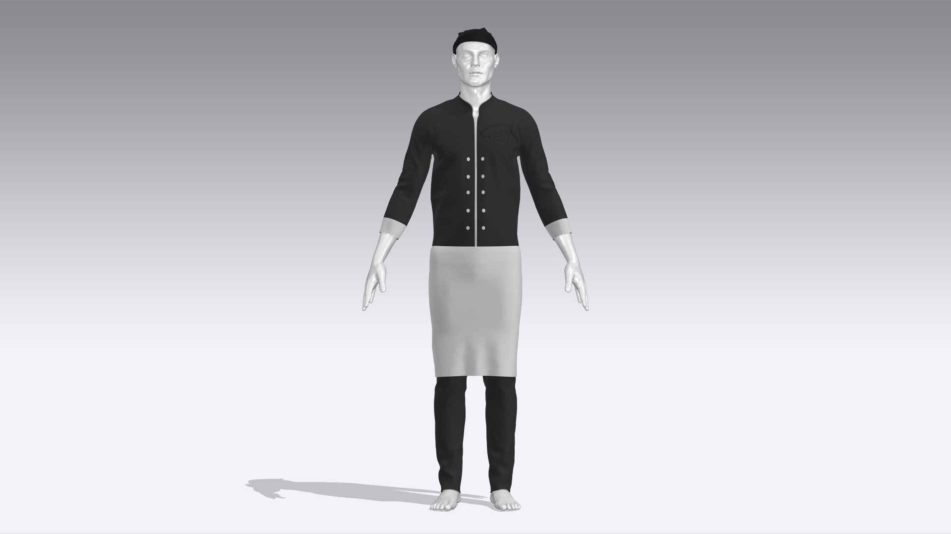 Chef Uniform Low-poly 3D model_1