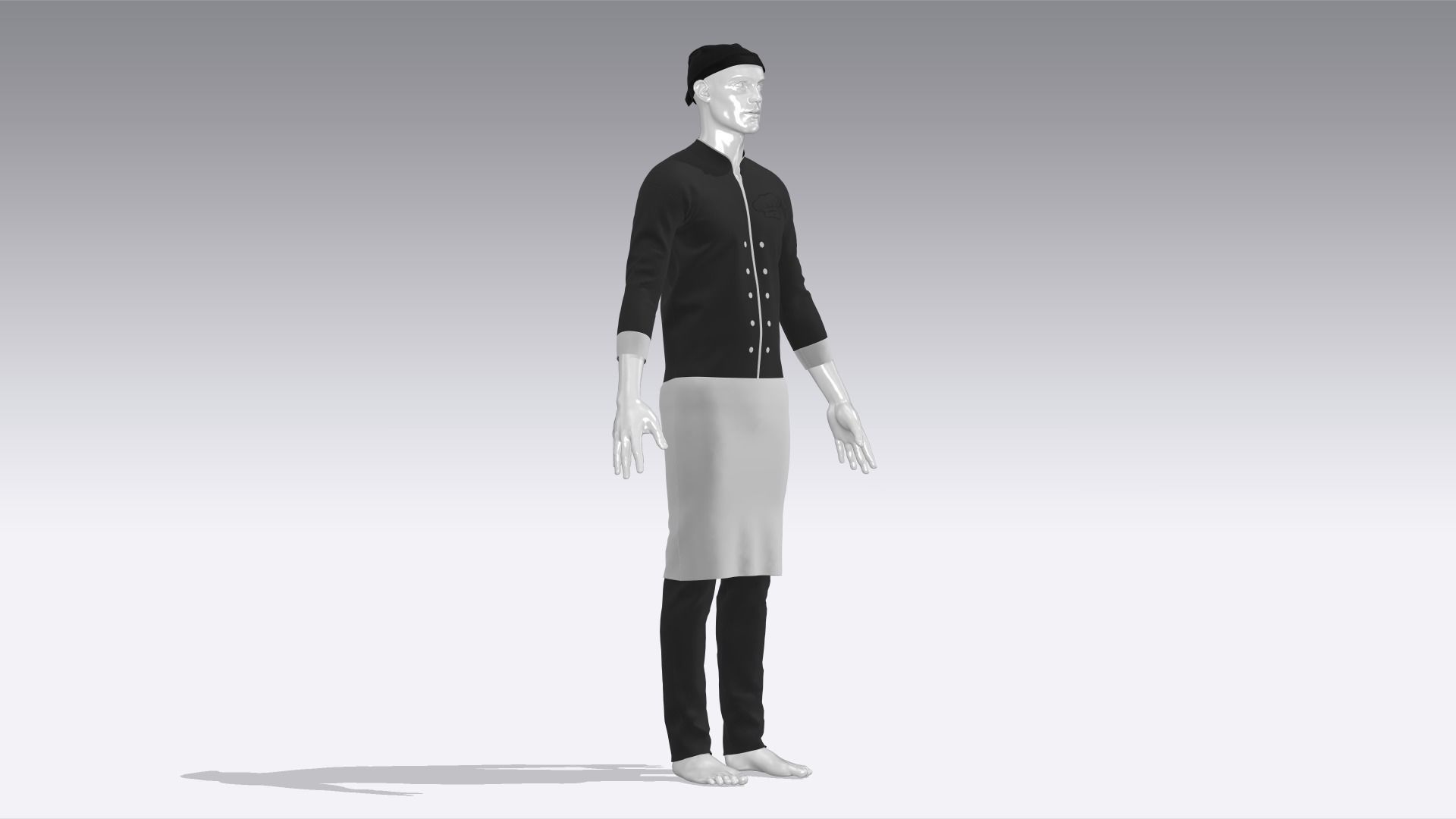 Chef Uniform Low-poly 3D model_4