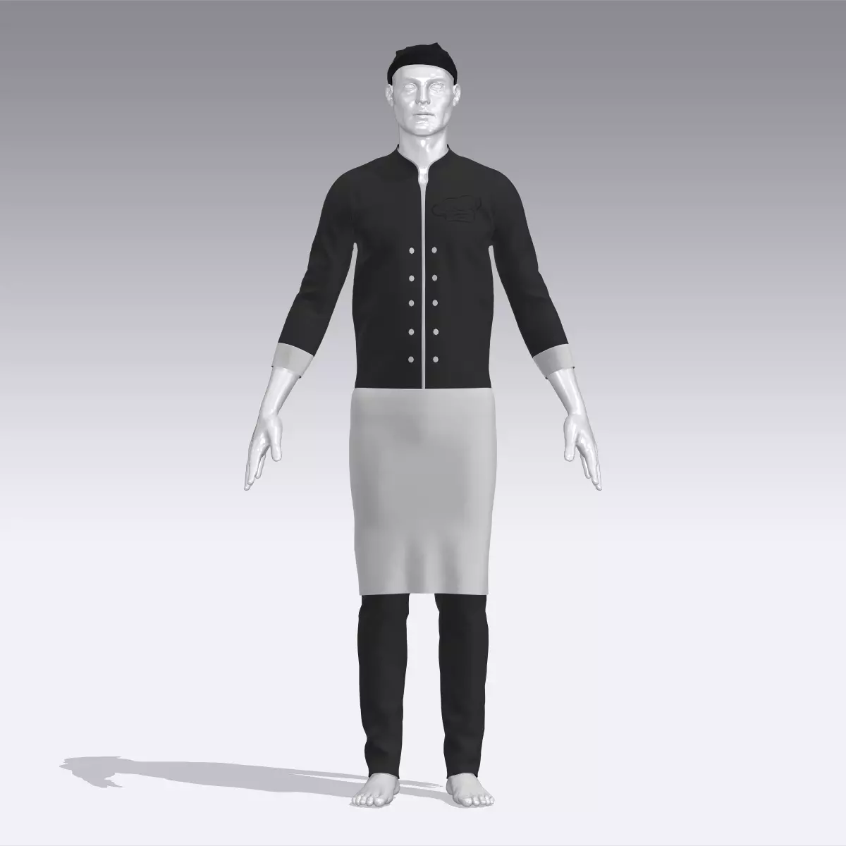 Chef Uniform Low-poly 3D model_0