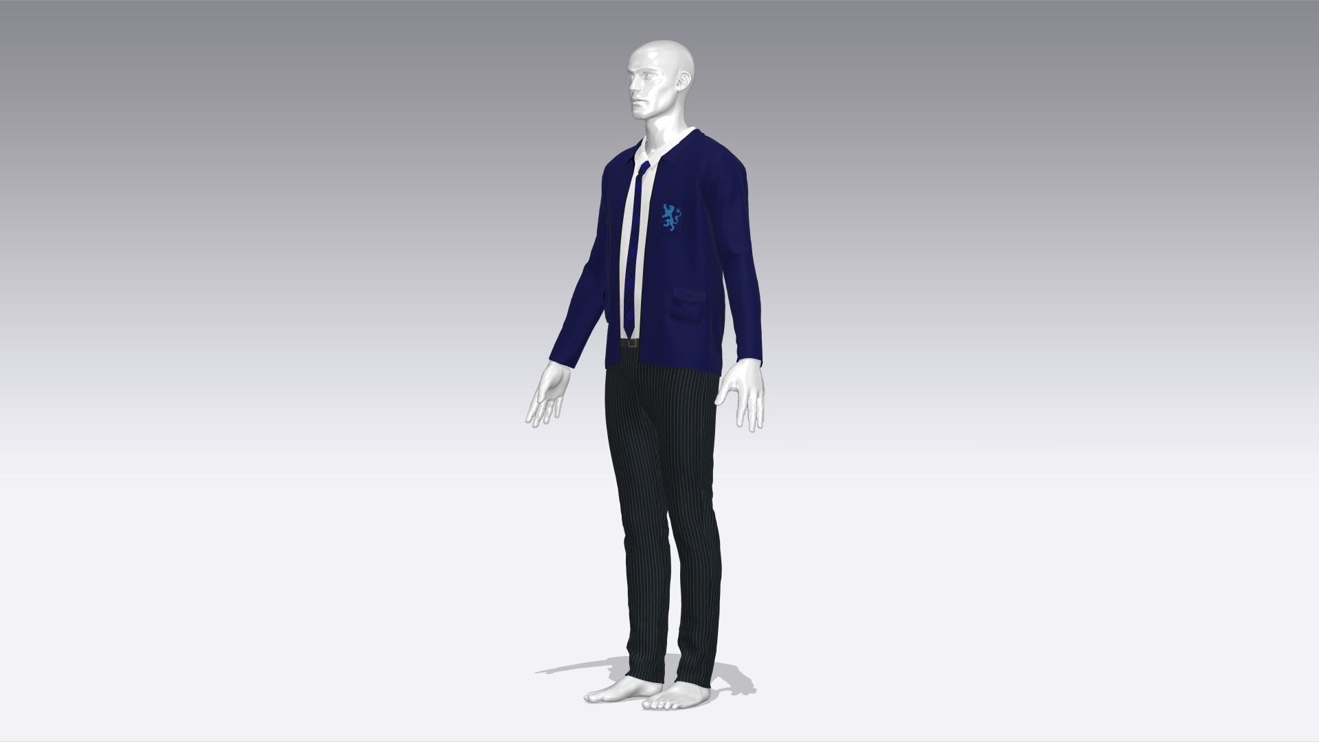 High School Uniform Low-poly 3D model_1