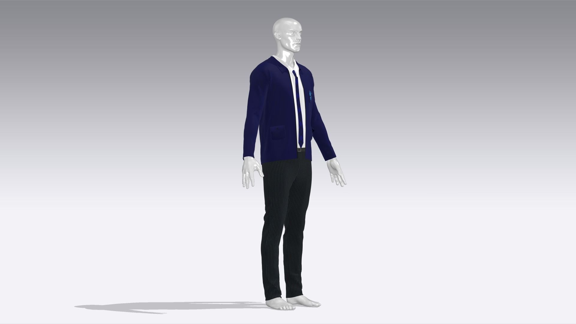 High School Uniform Low-poly 3D model_3