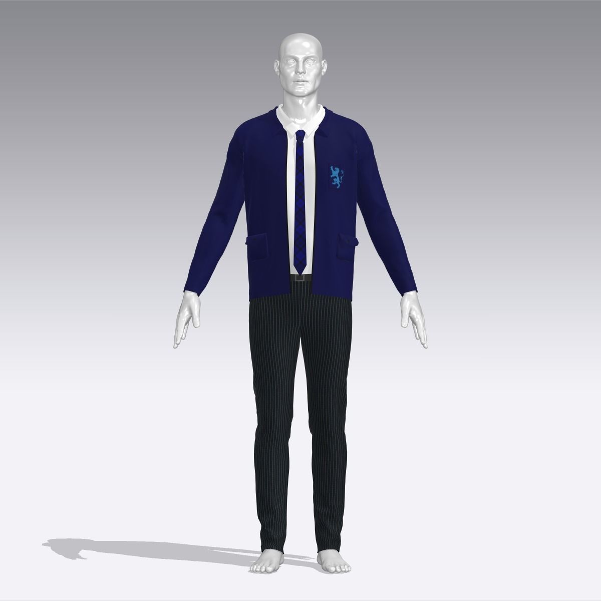 High School Uniform Low-poly 3D model_4