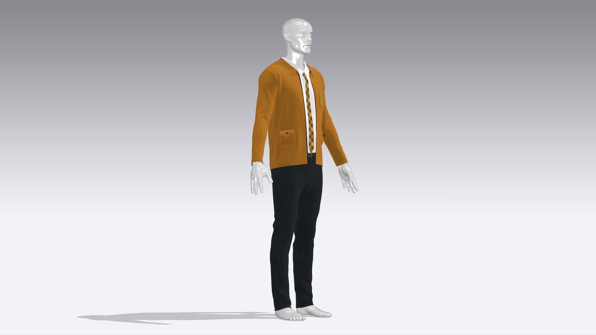 High School Uniform Low-poly 3D model_4