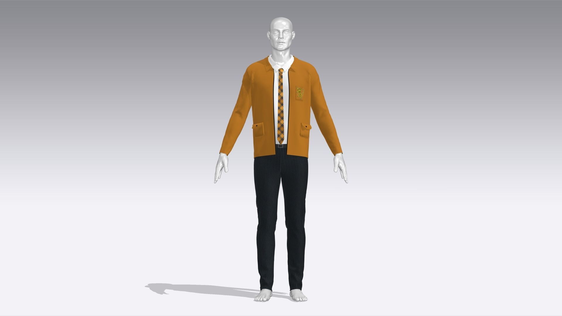 High School Uniform Low-poly 3D model_1
