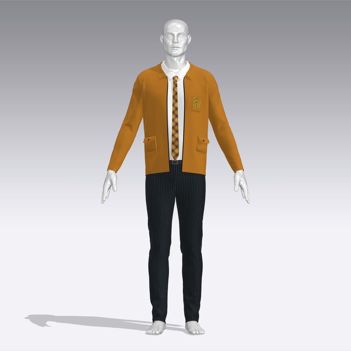 High School Uniform Low-poly 3D model_3