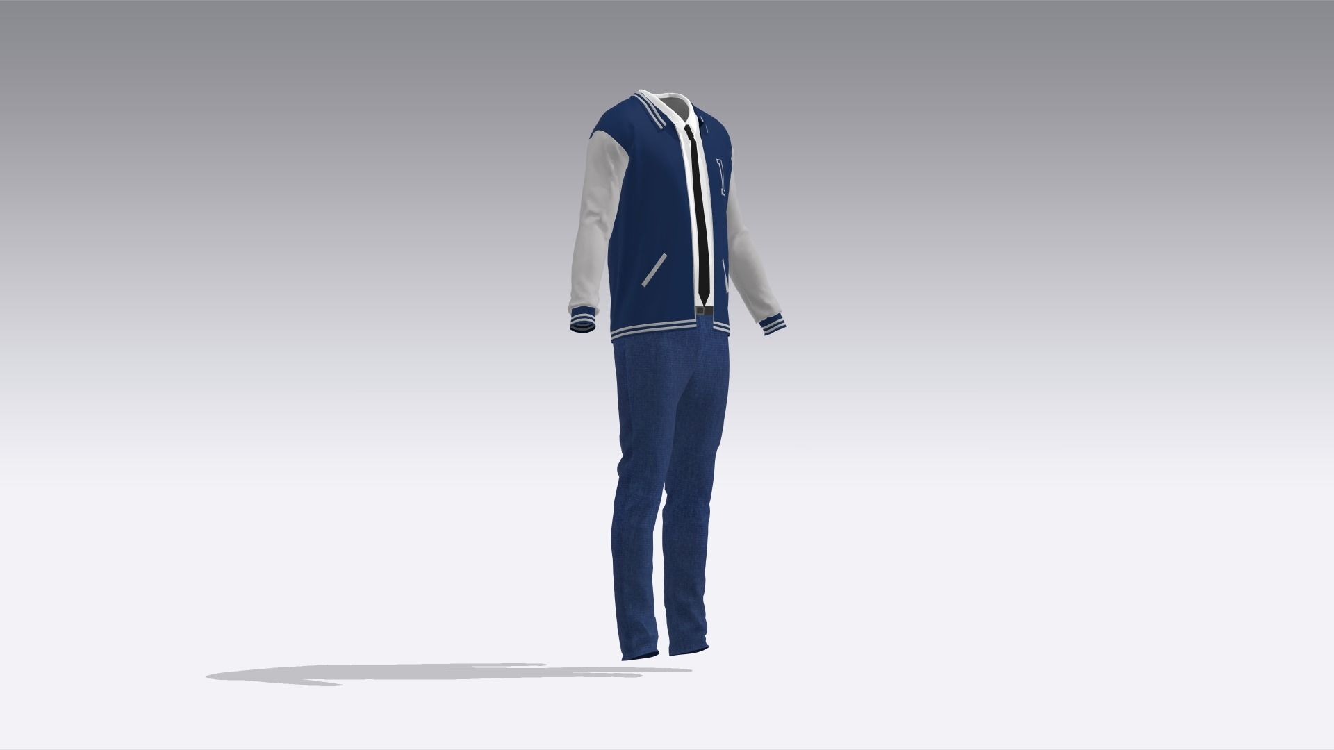 University Uniform Low-poly 3D model_4