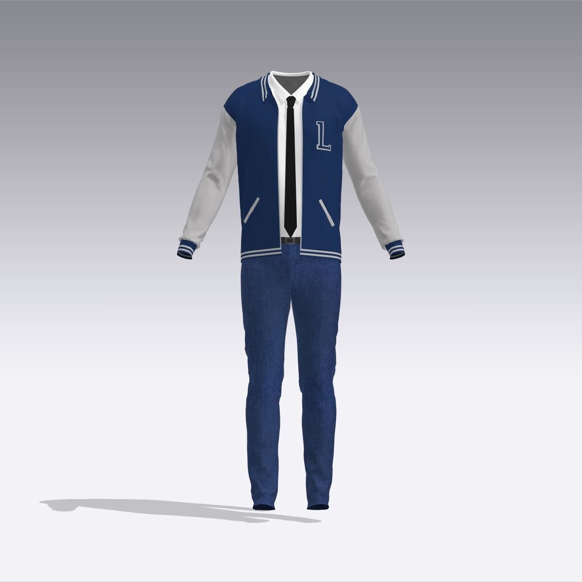 University Uniform Low-poly 3D model_3