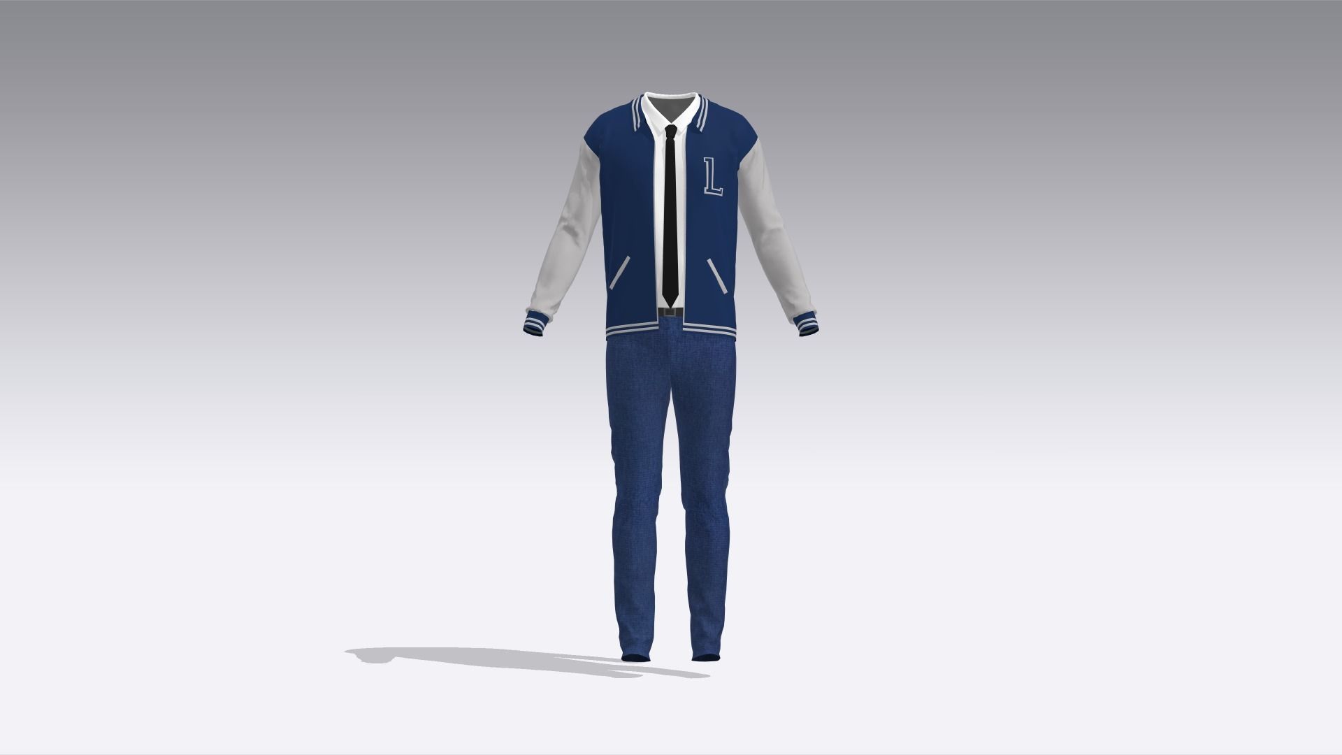 University Uniform Low-poly 3D model_1