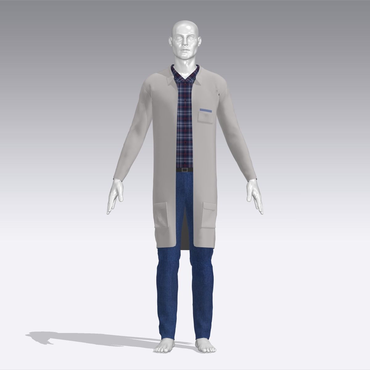 Scientist Uniform Low-poly 3D model_3