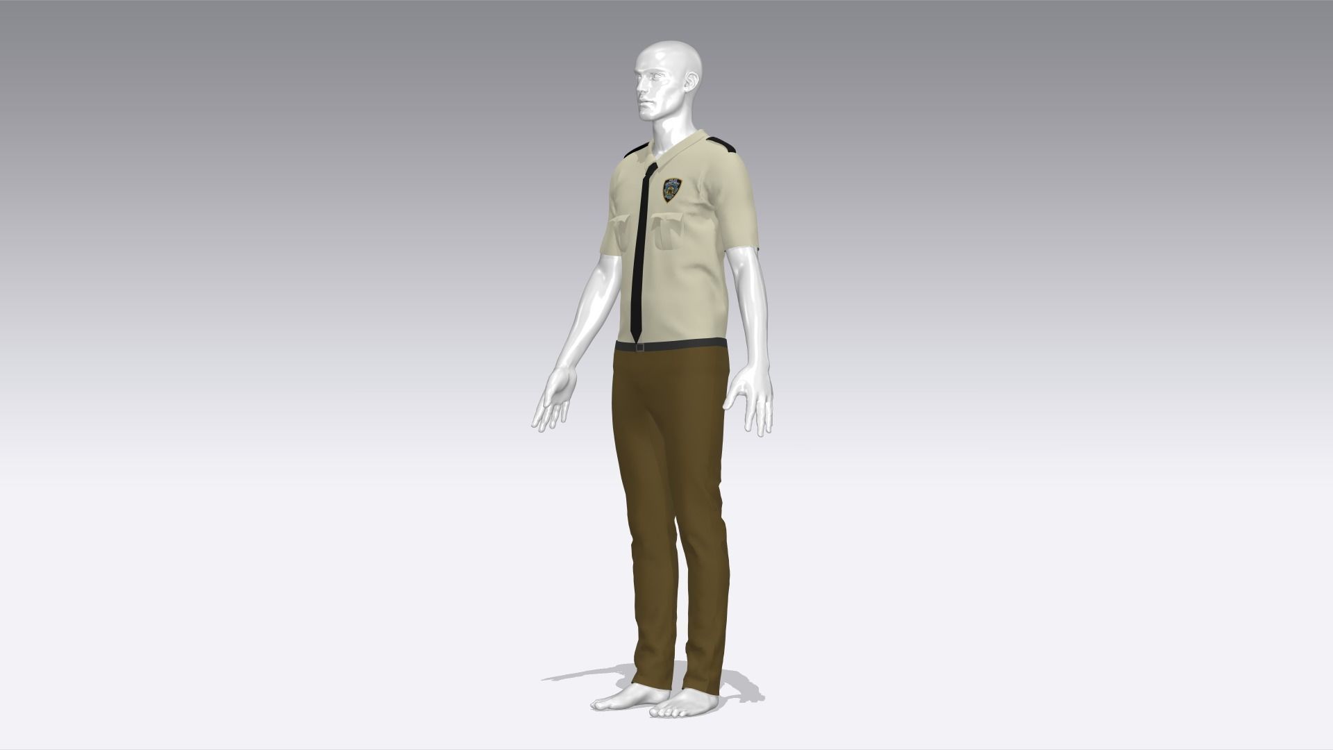 Police Officer Uniform Low-poly 3D model_1