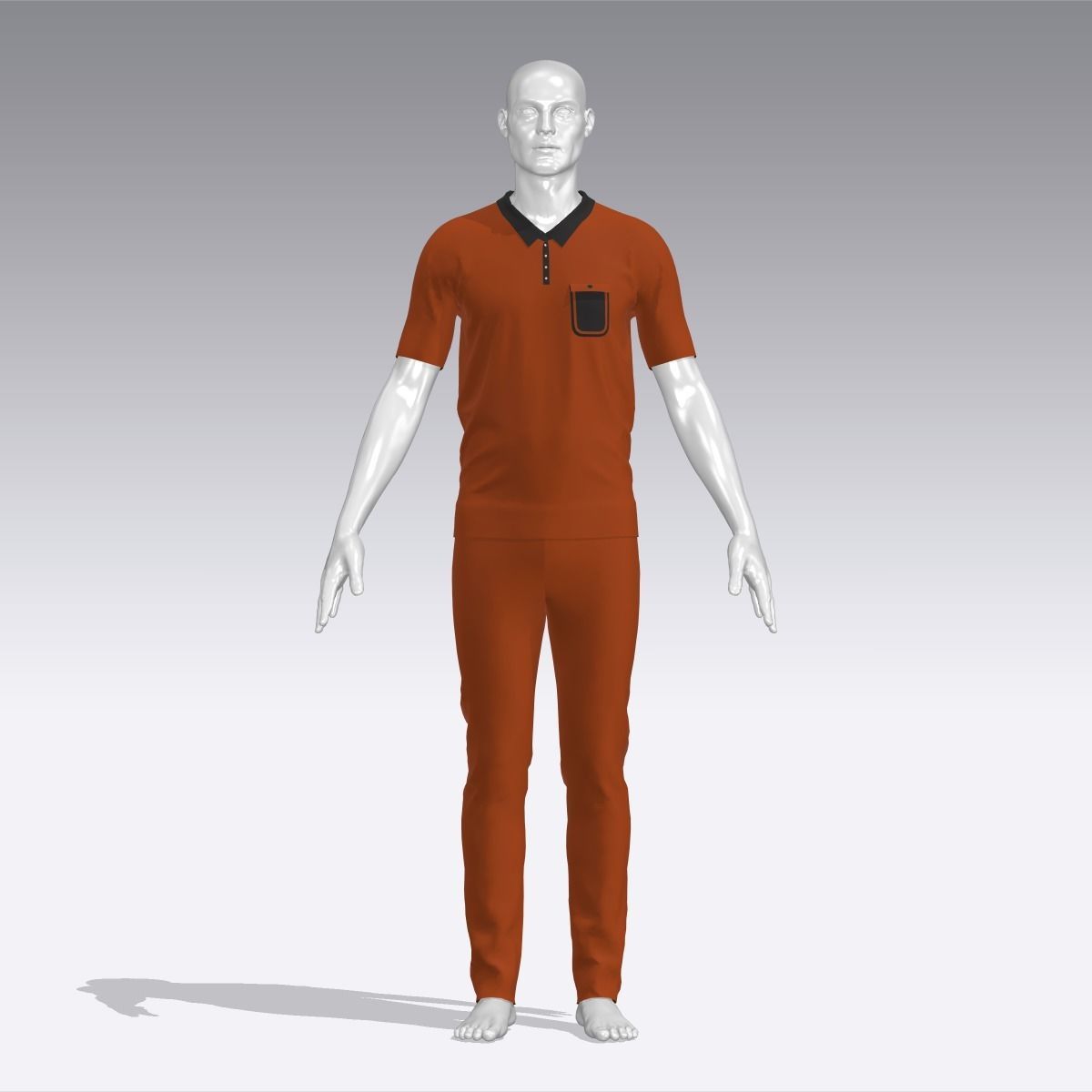 Prisoner Uniform Low-poly 3D model_4
