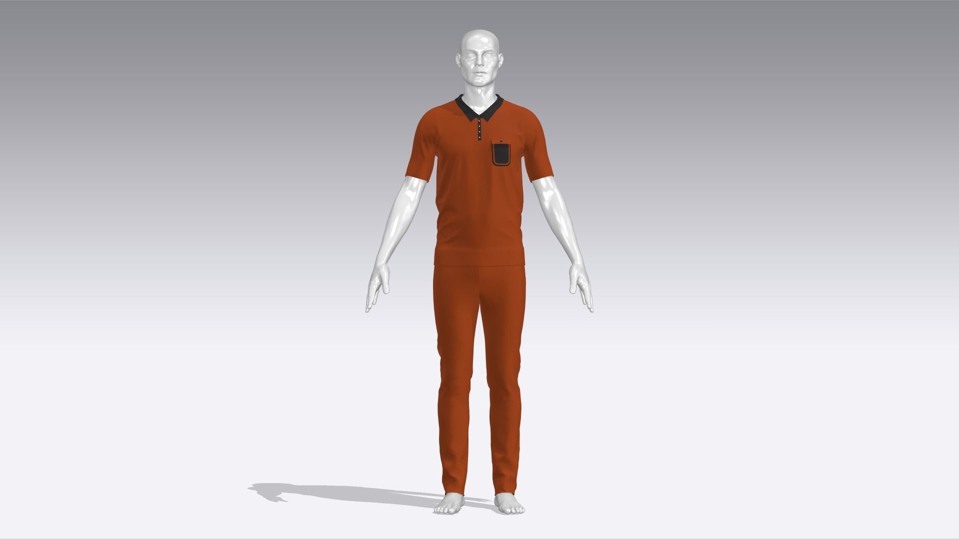 Prisoner Uniform Low-poly 3D model_1