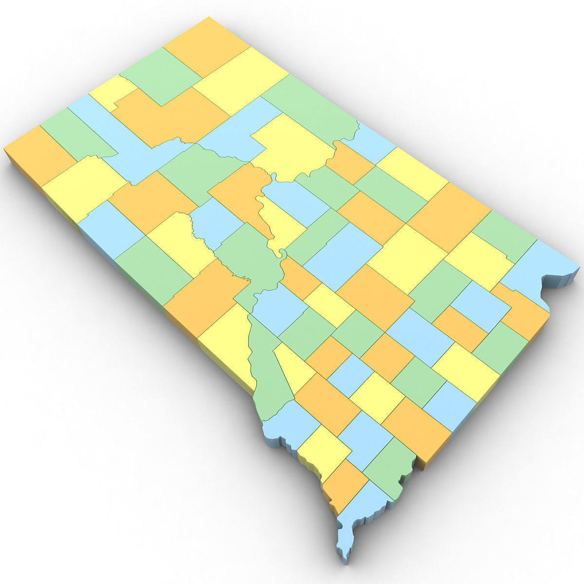 South Dakota Political Map 3D model_1