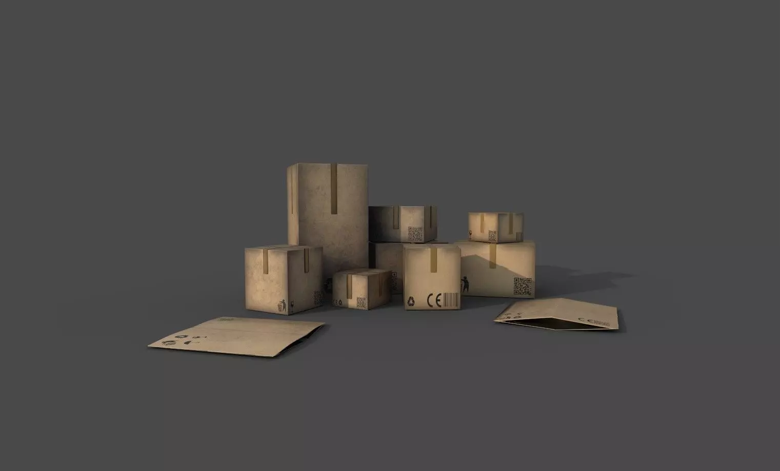 Realistic 3D Cardboard Box with Texture Low-poly 3D model