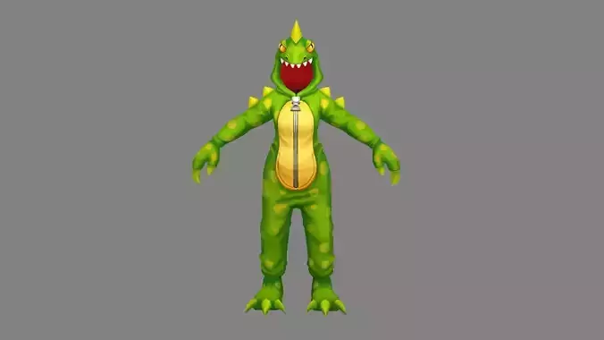 Cartoon green dragon costume - cosplay
