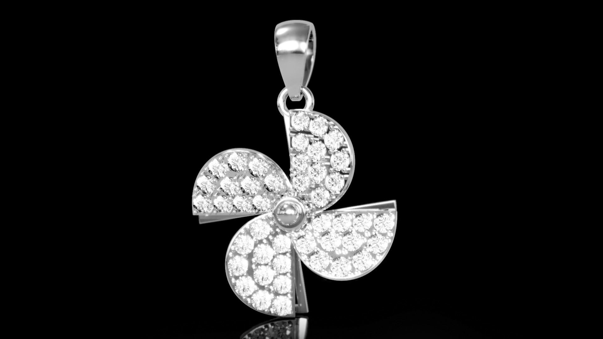 Pinwheel diamond pendant 3D print model_1