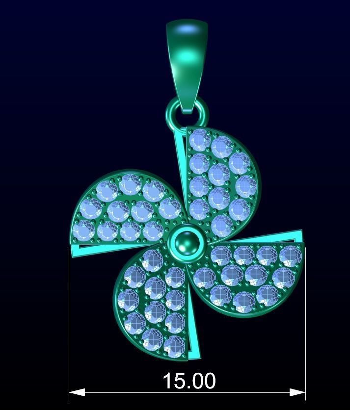 Pinwheel diamond pendant 3D print model_5