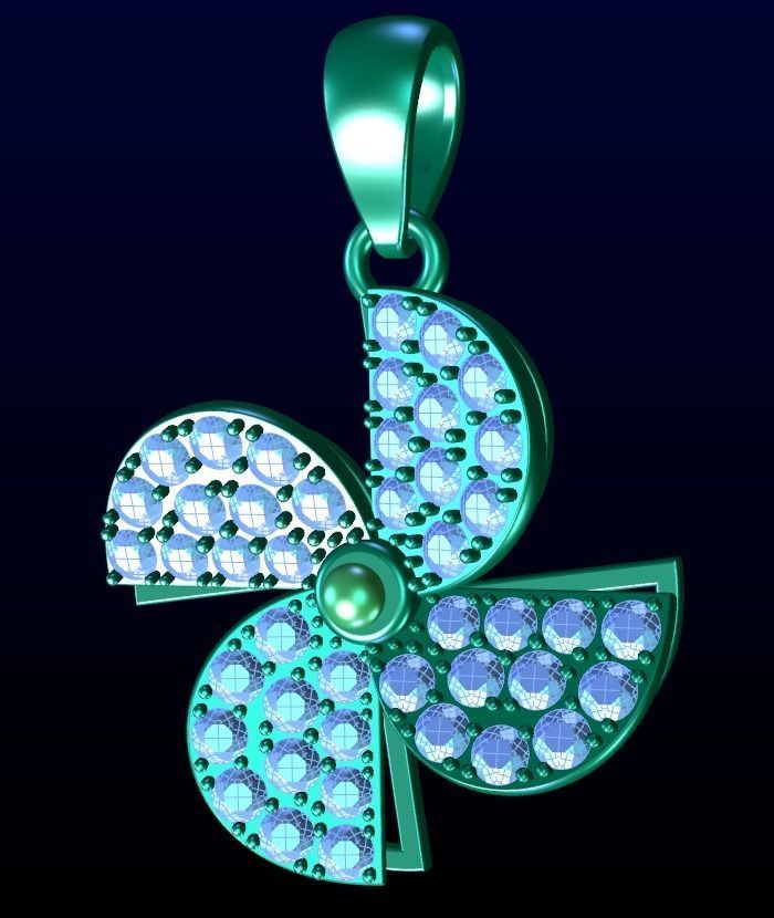 Pinwheel diamond pendant 3D print model_3