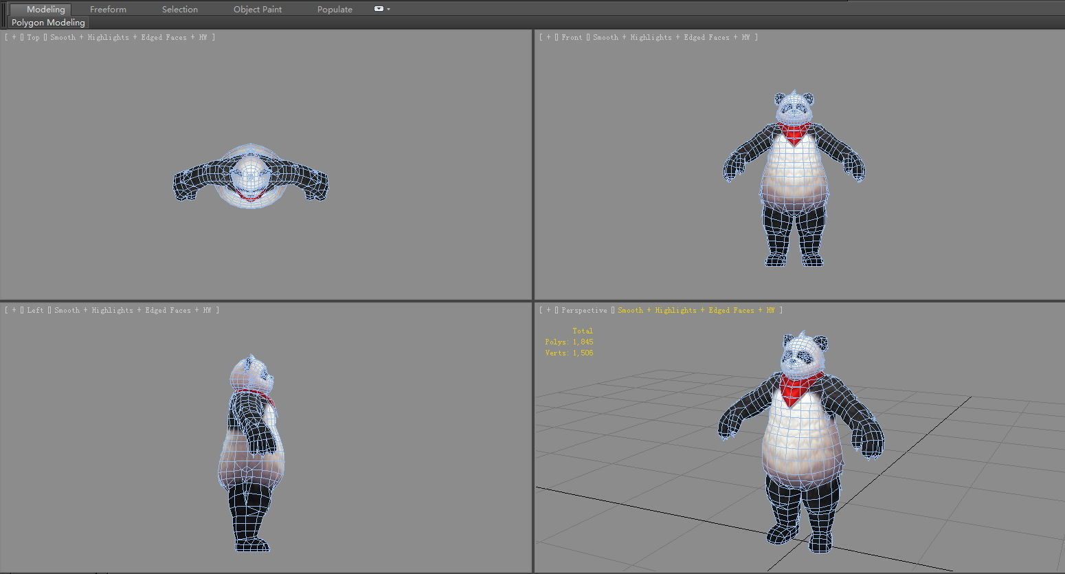 Cartoon Panda Character Low-poly 3D model_5