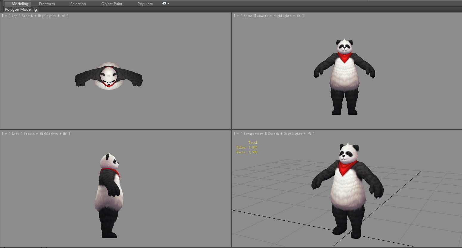 Cartoon Panda Character Low-poly 3D model_4