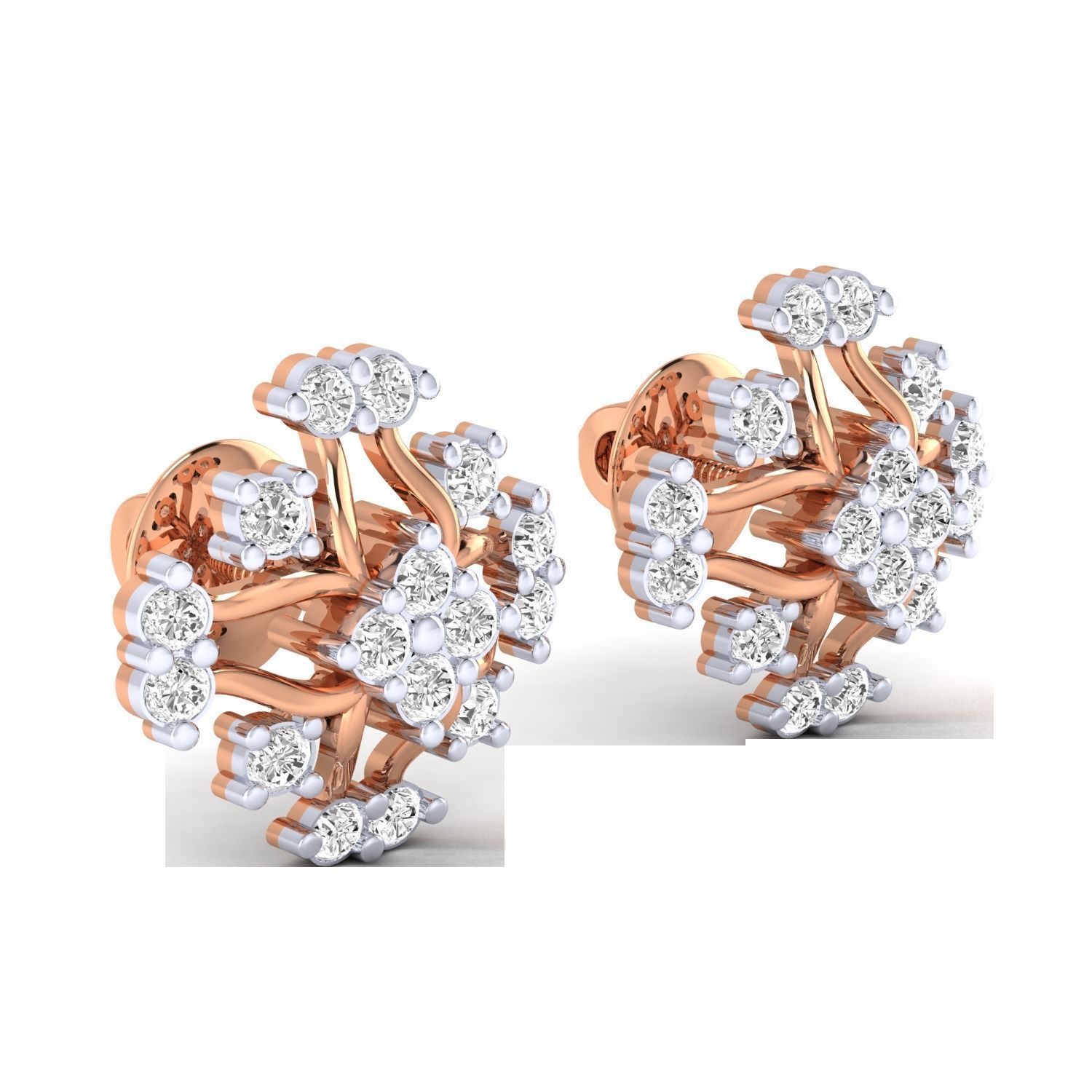 Women Stud Earrings STL JCD OBJ FBX Renders Details 3D print model_10