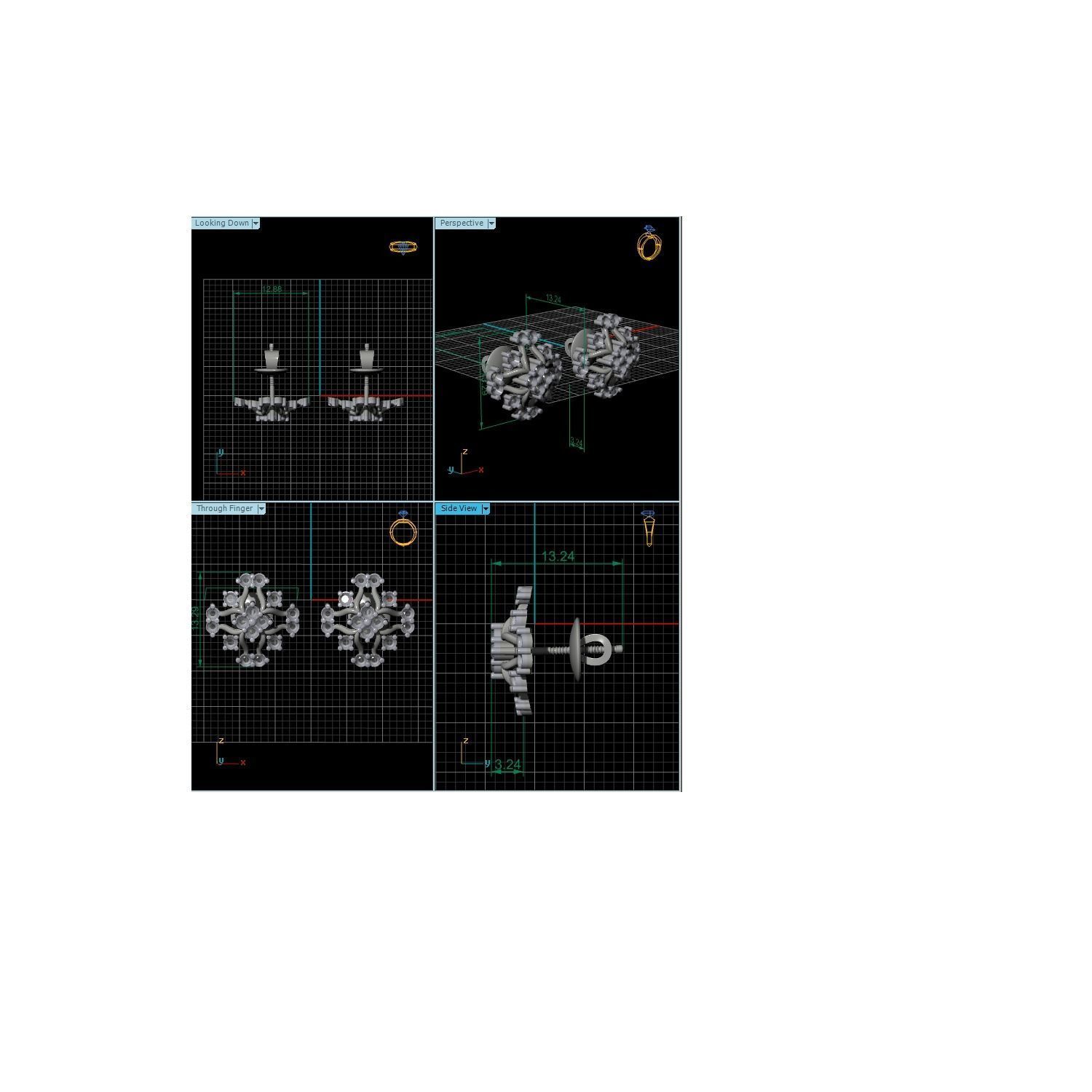 Women Stud Earrings STL JCD OBJ FBX Renders Details 3D print model_18